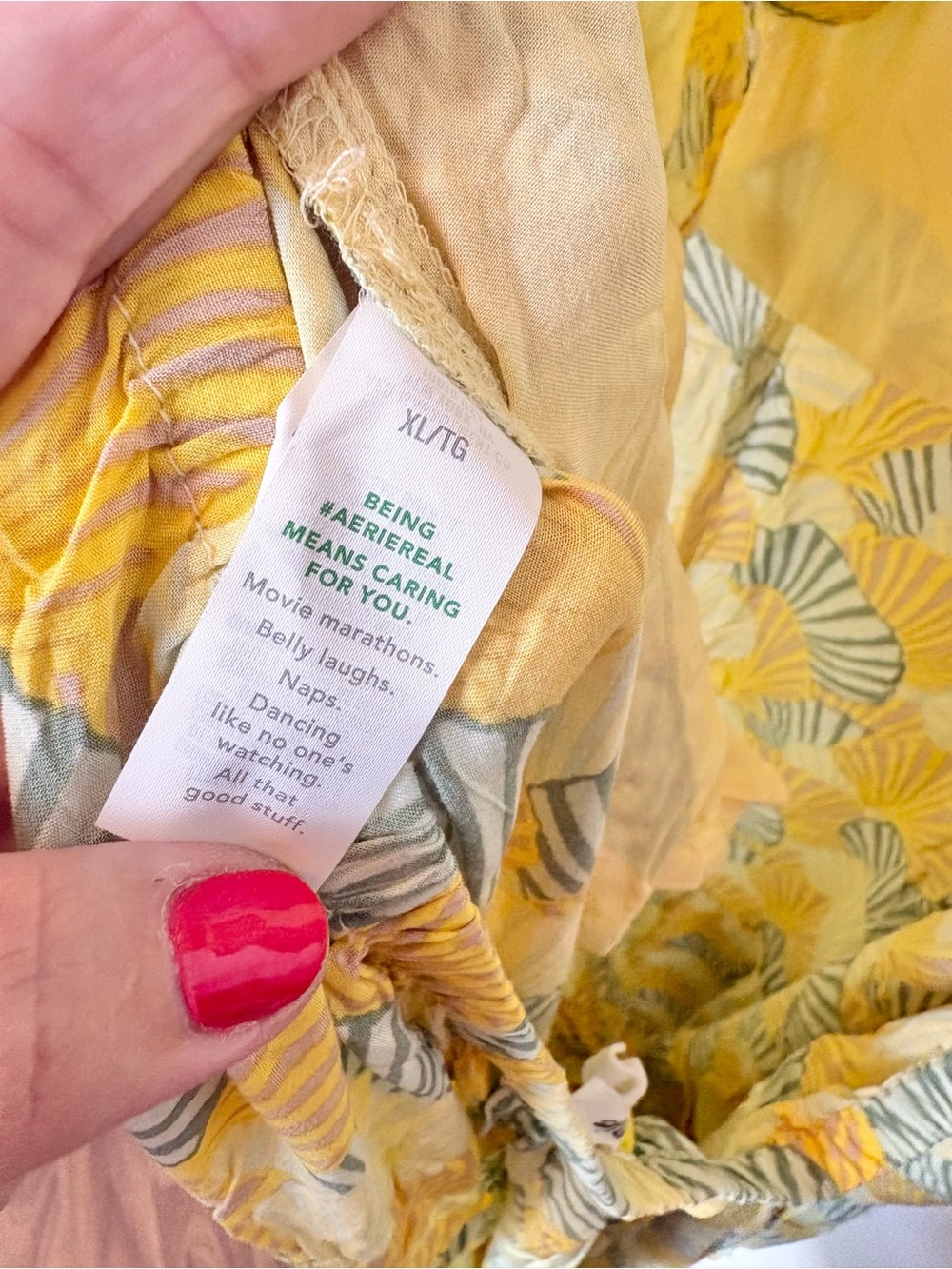 aerie Party Jumpsuit in Citron Yellow and Green Floral Print sz XL - Picture 15 of 15